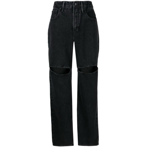 Good American Denim - Good American 90s Cut-Out Detailed Straight Leg Jeans long fit